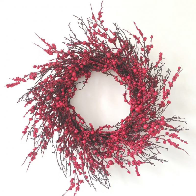 Twig & Red Berry Christmas Wreath