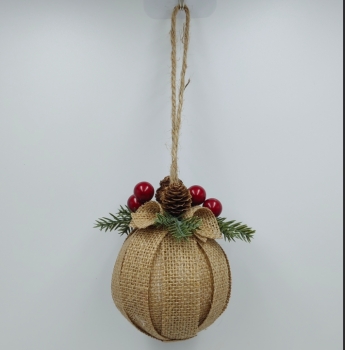 Burlap Pinecone Christmas Ball Ornament