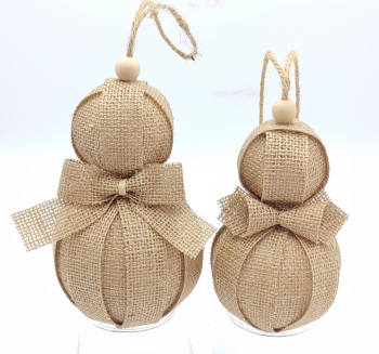 Burlap Snowman Christmas Ornament with Bowknot