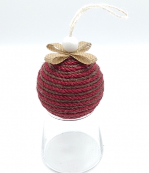 Red & Brown Jute Wrapped Christmas Ball Ornament