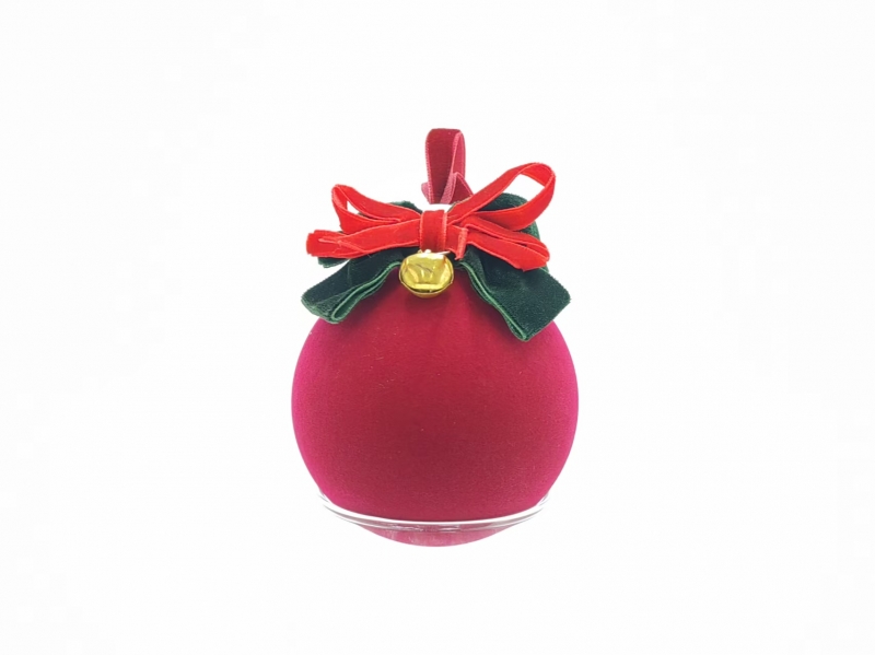 Wine Red Flocked Christmas Baubles With Bows & Bells