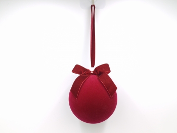 Gradient Fuchsia Velvet Bow Christmas Bauble Ornament
