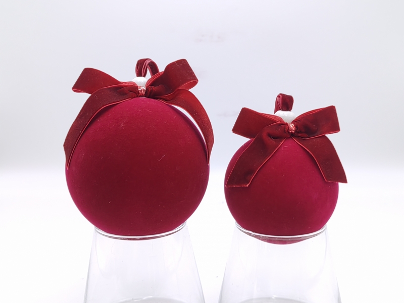 Gradient Fuchsia Velvet Bow Christmas Bauble Ornament