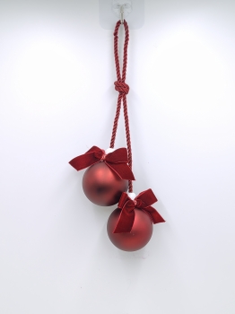 Matte Red Velvet Bow Double Christmas Ball Ornament