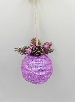 Purple Glitter Pinecone Christmas Bauble