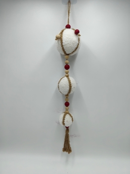 Pure White Plush Simple Triple Ball Christmas Hanging Decor