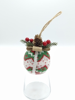 Green-Red Knitted Christmas Ball Ornament