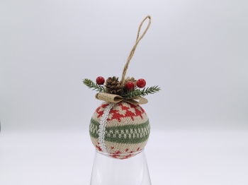 Beige Base Reindeer Knit Christmas Ornament