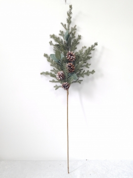 Tall Artificial Christmas Pine Spray with Eucalyptus Leaves and Pine Cones