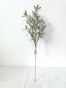 Tall Artificial White Berry Christmas Spray with Frosted Leaves