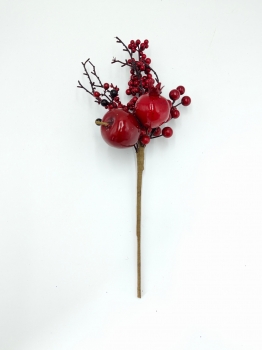 Artificial Christmas Pick with Simulated Apple, Pomegranate and Mixed Berries