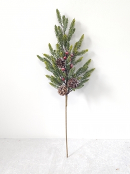Tall Artificial Christmas Pine Spray with Pine Cones and Red Berries