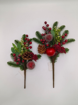 Artificial Pine Branch Apple Berry Pine Cone Pick, Large & Small Christmas Stem