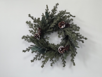 Natural Christmas Wreath with Pine Needles, Eucalyptus Leaves and Pine Cones