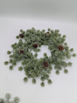 Natural Pine Needle Pine Cone Candle Ring, Rustic Greenery Candle Holder Wreath