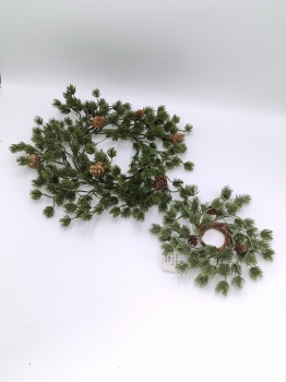 Pine Needle Pine Cone Candle Ring, Large Medium Small Size Rustic Winter Greenery Candle Holder Wreath